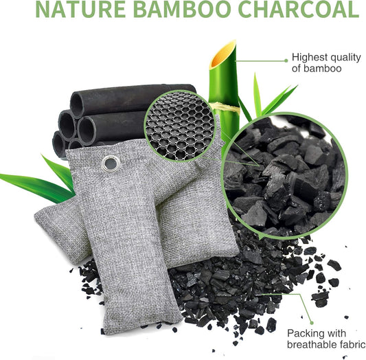6 Pack Bamboo Charcoal Air Purifying Bag, Activated Charcoal Bags Odor Absorber, Moisture Absorber, Natural Car Air Freshener, Shoe Deodorizer, Odor Eliminators For Home, Pet, Closet
