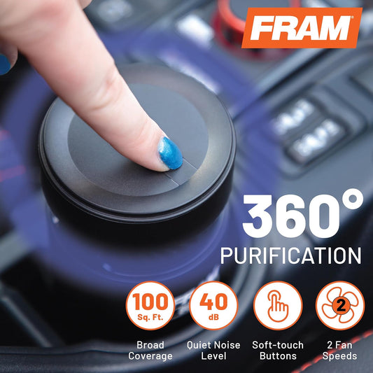 FRAM Buddie HEPA Air Purifier H13 Filtration & UV-C LED Sanitization, Cable-Free Rechargeable Portable Air Purifier for Home, Car & Work, Eliminates 99.97% of Dust, Smoke & Other Pollutants | CAP30200