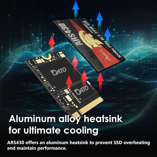 DATO M.2 2230 SSD 1TB, PCIe Gen 4x4 NVMe Internal Solid State Drive with Aluminum Heatsink, Compatible with Steam Deck, ROG Ally, Surface Pro, Mini PCs, Ultrabook, Up to 5000/3200 MB/s - ARES ARS430
