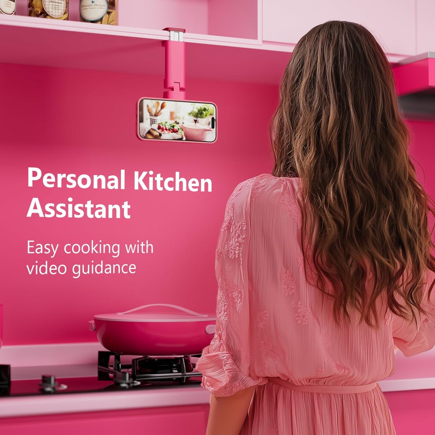 MiiKARE Travel Essentials Magnetic Airplane Phone Holder, Universal Handsfree Phone Mount for Flying with 360 Degree Rotation, Travel Must Haves Phone Stand for Desk, Tray Table, BarbiePink