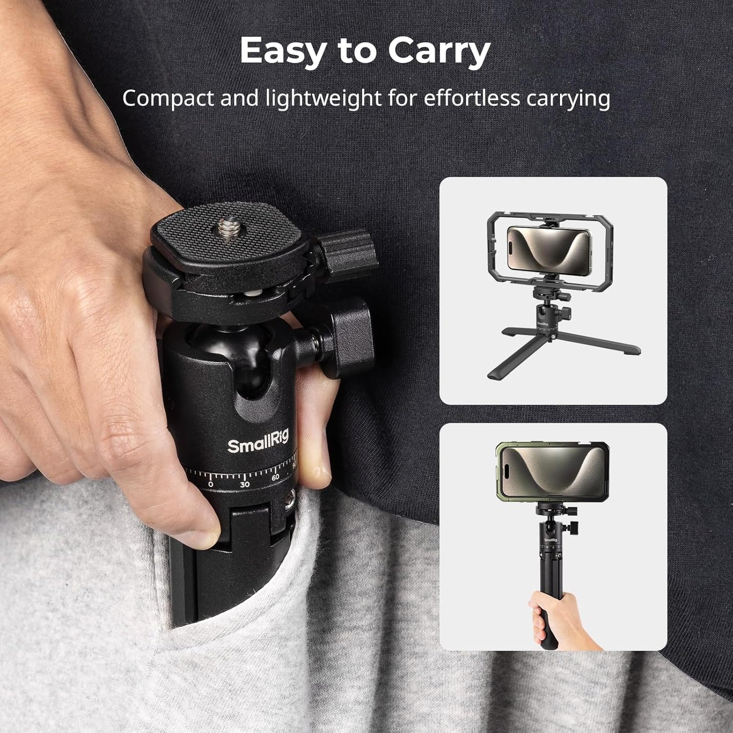SmallRig Portable Mini Desktop Tripod, Aluminum Alloy Compact Small Tabletop Tripod with 360° Ball Head, 1/4 Screws Quick Release Plate for DSLR,Camera, Phone, Load up to 11 Pounds - 4630