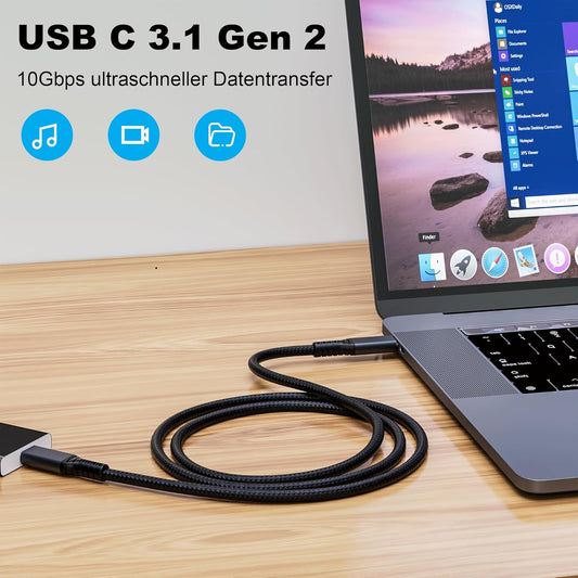 usb c 3.1 cable,usb c 10gbps type c data transfer cable 4K Video Output 100W Power Delivery Compatible with Thunderbolt 3 Tpye C Cord,Matebook, Chromebook and More Type-C Devices/Laptops/Hub,6.6FT(2m)