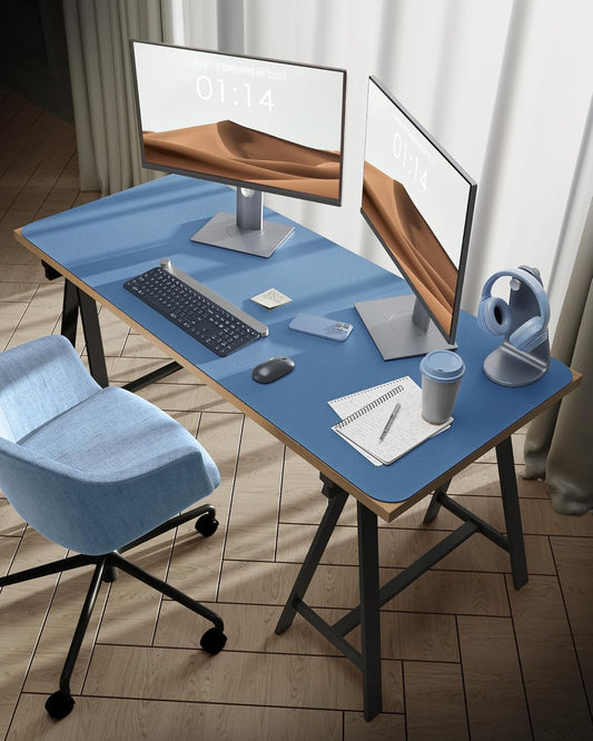 YSAGi Leather Desk Protector, Office Mat, Large Mouse Mat, Non-Slip PU Leather Blotter, Laptop Desk Mat, Waterproof Writing Pad for Office and Home (Sea Blue, 47.2" x 23.6")