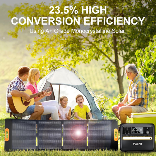 200W Portable Solar Panel for Power Station Generator,200 Watt Foldable Solar Panel Charger with MC4 Output,3-in-1 DC Connector,23.5% High Efficiency for Outdoor Camping RV Travel(200W)