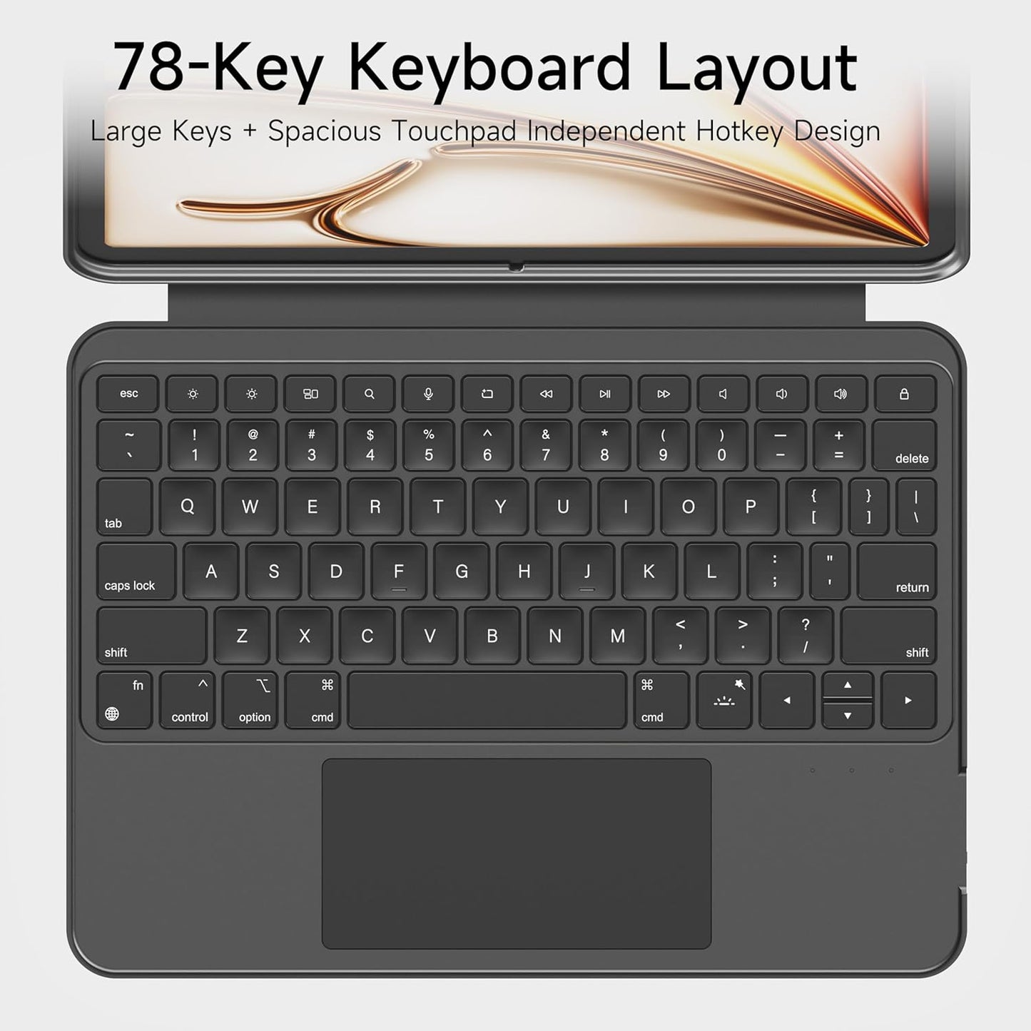 HOU iPad Air 11 Case with Keyboard (M3 2025, M2 2024) Detachable Rotatable Magnetic Full Protection Case, 7-Color Backlight, Touchpad, Elastic Pen Holder for iPad Pro 11 (4th-1st) & Air (5/4th)–Black