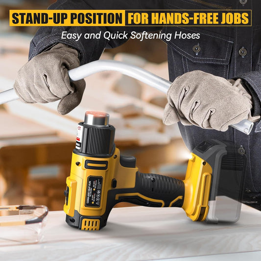LIVOWALNY Cordless Heat Gun Compatible with Dewalt 20v Battery, 350W 122℉-1022℉ Fast Heating Soldering Hot Air Gun with LCD Digital Display for Shrink Tubing, PVC Wrap, Craft, Epoxy Resin (No Battery)
