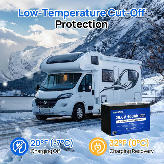 DC HOUSE 24V 100Ah LiFePO4 Lithium Battey, Low Temp Cut-Off BMS, Up to 15000 Cycles, Perfect for Trolling Motors, Marine, Boat, RV, Camper, Home Energy Storage