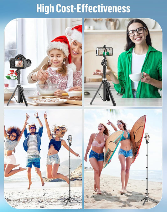 Selfie Stick for iPhone:Selfie Stick Tripod with Remote,Tripod for Video Recording,is Content Creator's Vlogging Kit,Compatible with Android, Camera, Also a Gopro Trip