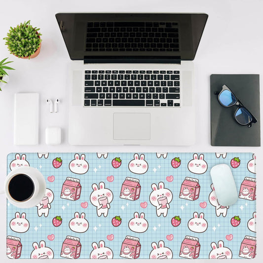 Mouse Pad Large Milk Box with Rabbit Non-Slip Gaming Desk Mat with Stitched Edge Laptop Keyboard Desk Pad for Work Home Gaming (35.4 x 15.7 Inches)
