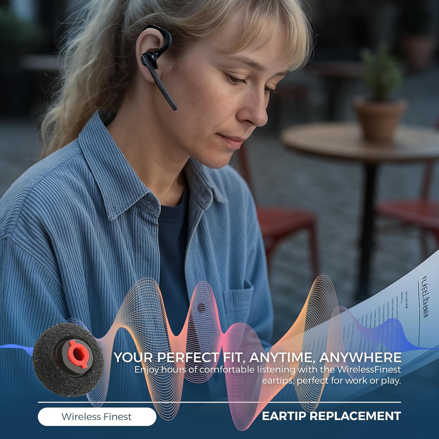 3X Ultra Comfort Eartips Ear Buds Replacement Earphone Ear Tips Kits Earpads Foam Set Cushion for Plantronics Voyager 5200 5220 5210 Series Bluetooth Headset Headphone (Large L)