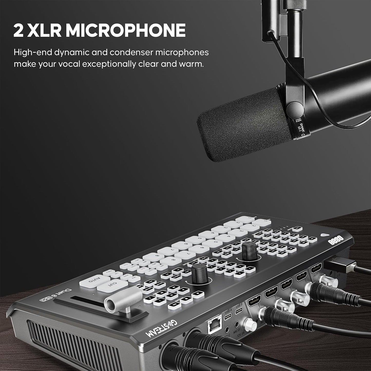 Osee GoStream Duet 8 ISO, 8 Channels Video Switcher with 4 4K-HDMI, 4 SDI, and 4 NDI HX/ 4 SRT/ 4 RTMP/ 2 Webcam. 2 XLR Audio, 8 Layouts, Isolated Recording, Podcast Unit for YouTube, Facebook