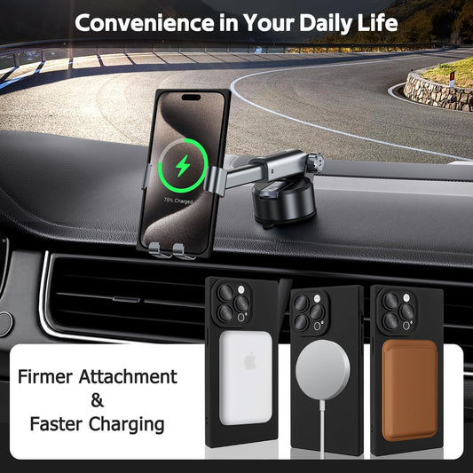 Designed for iPhone 15 Pro Max Case Compatible with Magsafe Cover Camera Lens Protector Military Grade Protection Shockproof Soft TPU Slim Magnetic Phone Case for iPhone 15 Pro Max Black