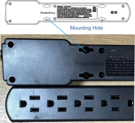 6-Outlet Surge Protector 2pk – 250 Joules, 2ft Cord, 15A/125V, 1875W Max – Right Angle Plug, Black – Home, Office, & Electronics Protection