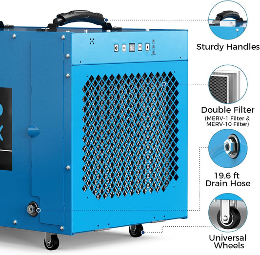 ALORAIR 235 Pints Commercial Dehumidifier with Pump for Crawl Spaces & Basement, Portable Dehumidifier with Drain Hose, Wheels for Crawlspace, Auto Defrost, Memory Restart, Heavy-Duty Moisture Removal