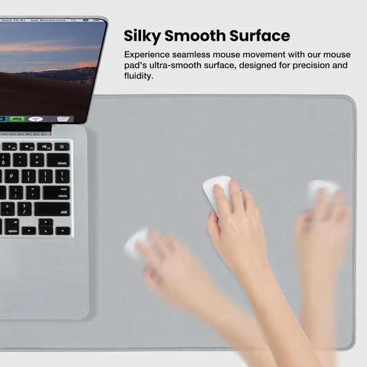 ALOANES Waterproof Mouse Pad with Durable Stitched Edge, Large Gaming Keyboard Pad, Non-Slip Rubber Base Mouse Mat, Extended Desk pad for Gamer, Office & Home, Gray Mousepad 31.5''x 15.7''x 0.12''