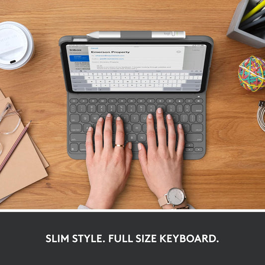 Logitech Slim Folio Keyboard Case for iPad (10th gen & A16) with Wireless Keyboard and Logitech Crayon (USB-C) Digital Pencil for All iPads (2018 Releases and Later)