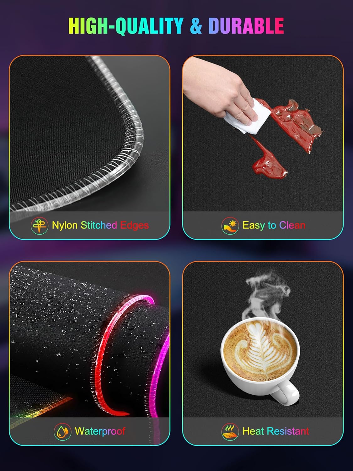 TopMade Wireless Charging RGB Mouse Pad, Waterproof Gaming Desk Pad with 4 Light Modes & 11 RGB Colors, Ultra-Smooth Surface, Non-Slip Base, 31.5"x15.75" XXL Large Desk Mat for MacBook, PC, Laptop