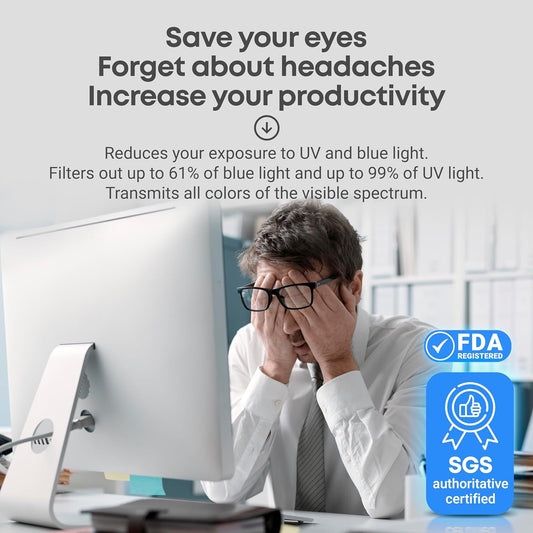 VINTEZ Blue Light Screen Protector for 24 Inch Computer Monitor and Laptop – Anti-UV Blue Light Blocking Film for Desktop PC, Eye Protection Filter, 21.2" x 12.6", 1 Pack