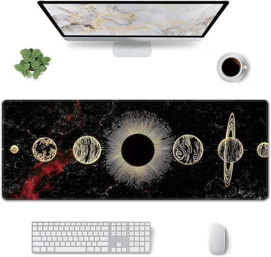 Galaxy Planet Large Mouse Pad,Gaming Keyboard Desk Pad,Extended Mouse Mat Non-Slip Rubber Base with Stitched Edges for Office Game Home XL 31.5"x11.8"