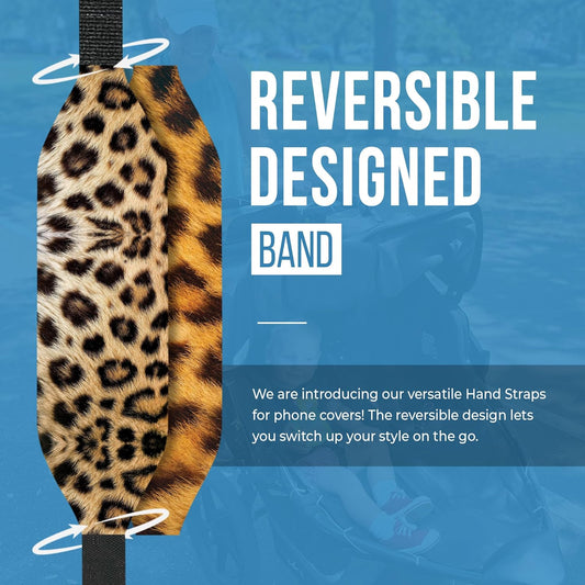 Phone Grip Strap - Pack of 2 Reversible Finger Holder for Phone Back, Customizable Anti-Slip Design, Wireless Charging Compatible Detachable Holder for iPhone - Cheetah Chick