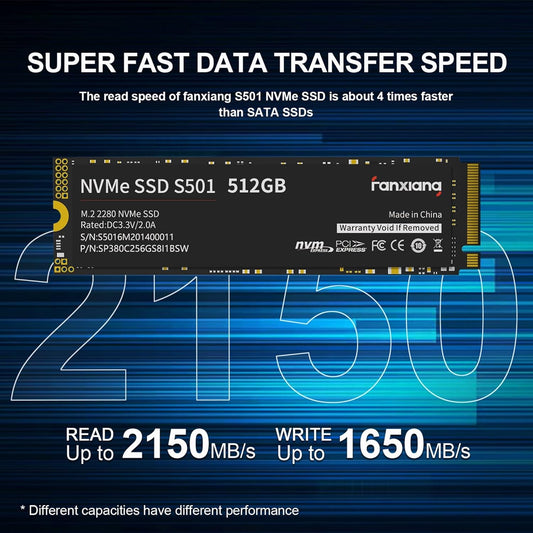 S501 512GB NVMe SSD 3D NAND1.3 PCIe Gen3x4 M.2 2280 Internal Solid State Drive (Read/Write Speed up to 2,150/1,600 MB/s) Compatible with Laptop & PC Desktop