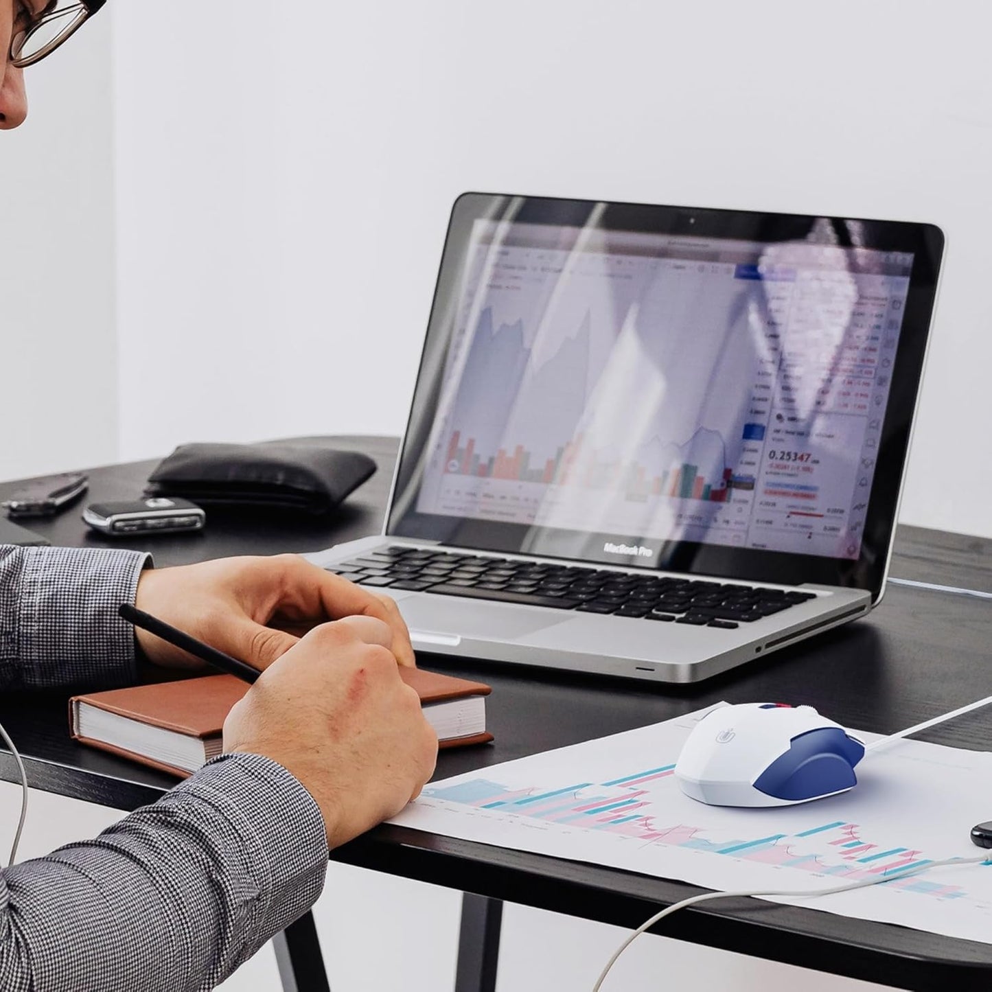 Wired Mouse, 4 Levels Adjustable DPI, 6 Programmable Buttons, Ergonomic Computer Wired Mouse for PC Laptop Computer for Office - Plug and Play (Bluewhite)