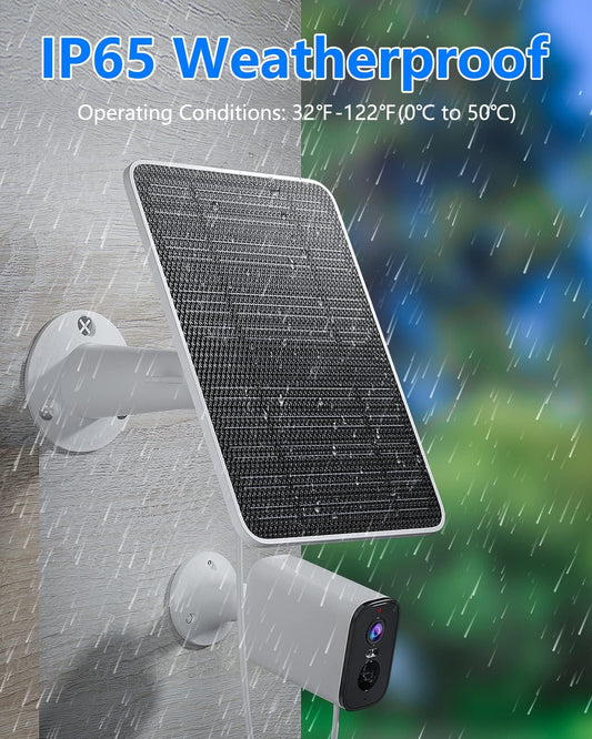 Solar Panel for Security Camera, 5W USB Solar Panel for DC 5V Security Camera, Micro USB & USB-C Port Solar Panel, IP65 Waterproof Solar Charger for Camera,360° Adjustable Mounting 13ft Cable, 2 Pack