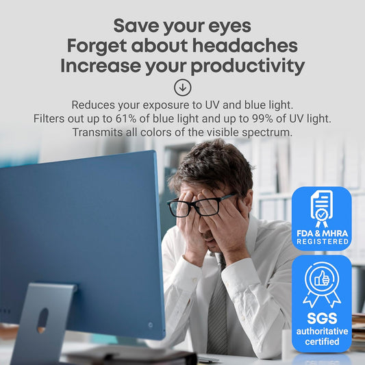 VINTEZ Blue Light Screen Protector Compatible With iMac 24 Inch (2021, 2022, 2023, 2024, M1, M3, M4) – Anti-UV Blue Light Blocking Film for Desktop PC, Eye Protection Filter, 21.5" x 12.6"