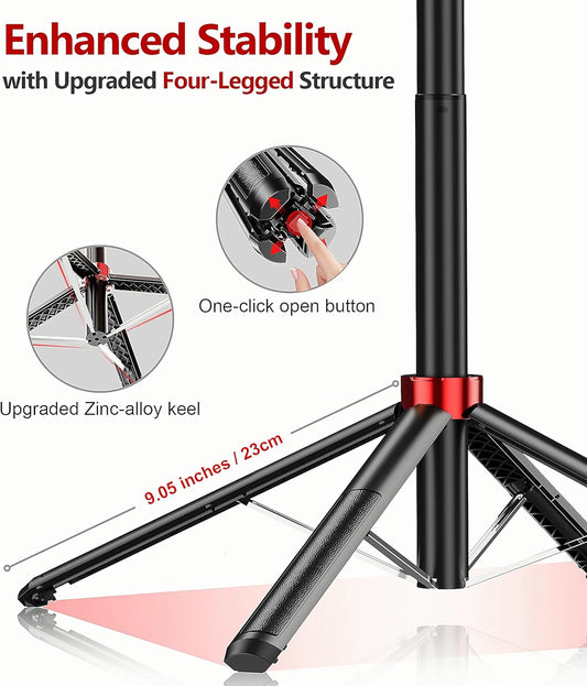 Huryfox Selfie Stick Phone Tripod - 71 inch Tall Cell Phone Holder with Detachable Wireless Remote, Phone Stand for Recording, Video and Picture, Compatible with iPhone, Android Phone, Camera & Gopro