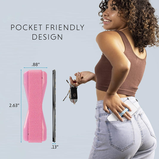 LOVEHANDLE Universal Phone Grip for Smartphones & Mini Tablets - Phone Holder for Hand - Wireless Charging Compatible - Made in The USA - Solid Blush