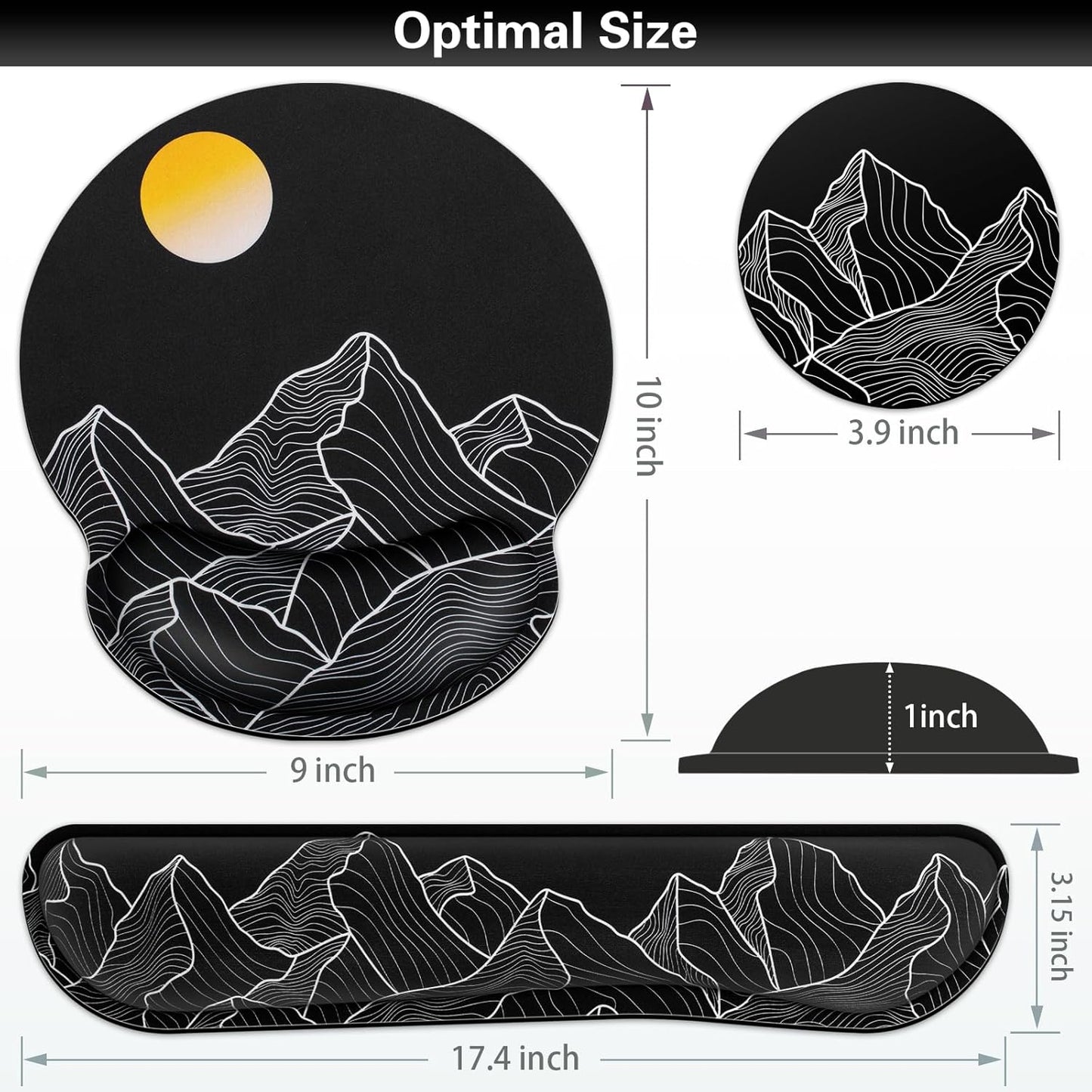 Ergonomic Keyboard Wrist Rest, Mouse Pad with Wrist Rest Black, Gaming Mousepad with Wrist Support, Memory Foam Wrist Rest Set for Computer Keyboard, Funny Cute Office Desk Accessories