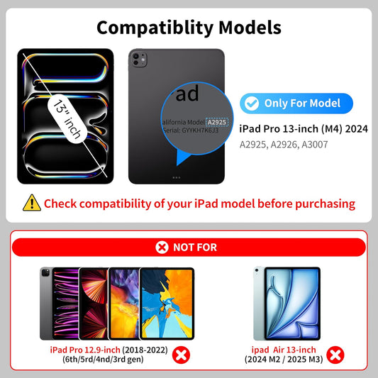 iPad Pro 13 inch case 2024 with Keyboard, Keyboard Case for iPad Pro 13-inch (M4, 2024) with 7 Colors Backlight, Multi-Touch Trackpad, Easy-Set Magnetic Stand, Auto Sleep/Wake (Black)