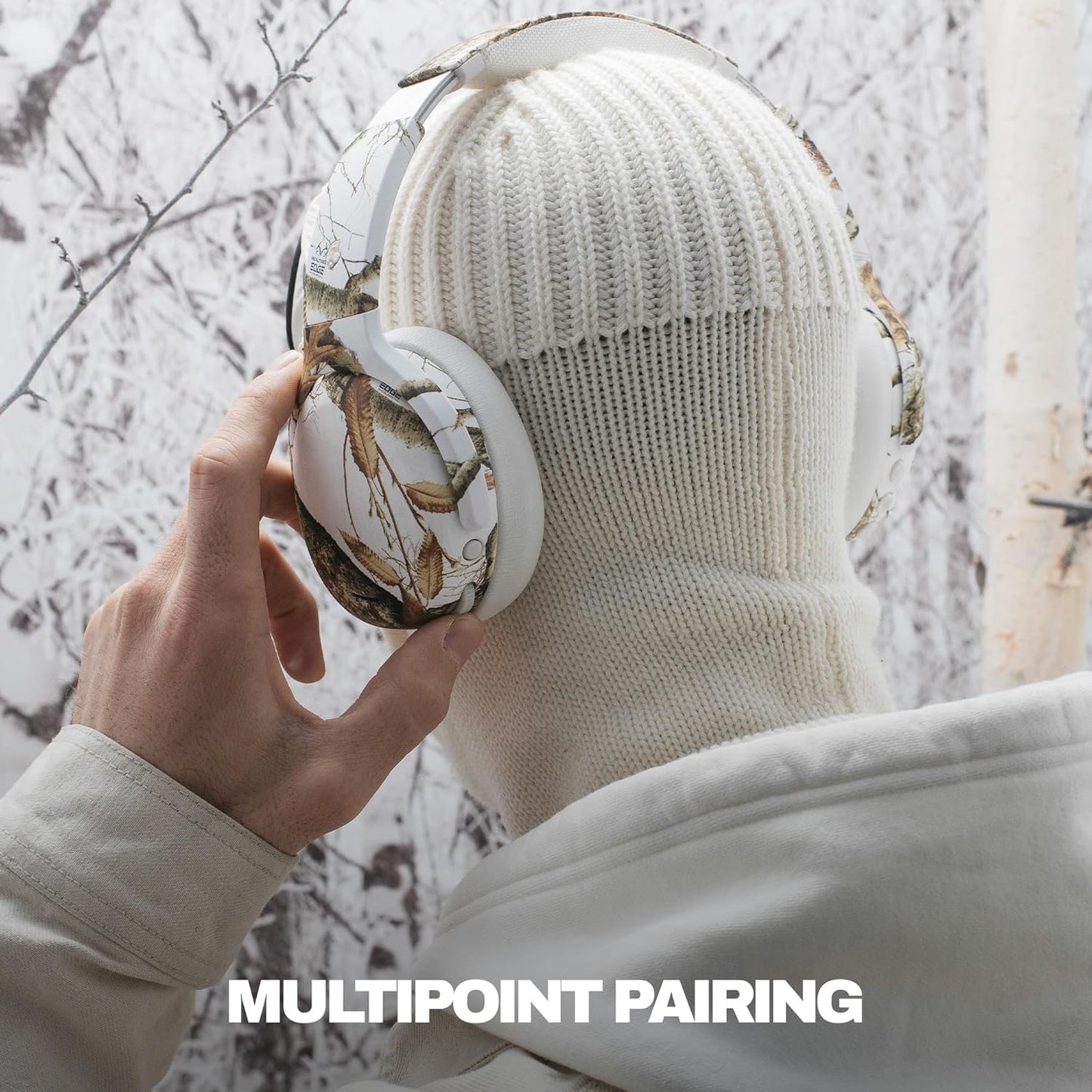 Skullcandy Crusher ANC 2 Wireless Over-Ear Bluetooth Headphones with Multi-Sensory Bass, Active Noise Cancelling, Up to 60 Hours Battery, Microphone for iPhone Android - Realtree Edge Colors White