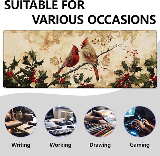 Cardinal Large Mouse Pad, Gaming Mouse Pad, Keyboard Mat, Non-Slip Rubber Base, Office Accessories, Desk Mat, MousePads for School, Work, Home Decor Gifts 31.5" x 11.8"