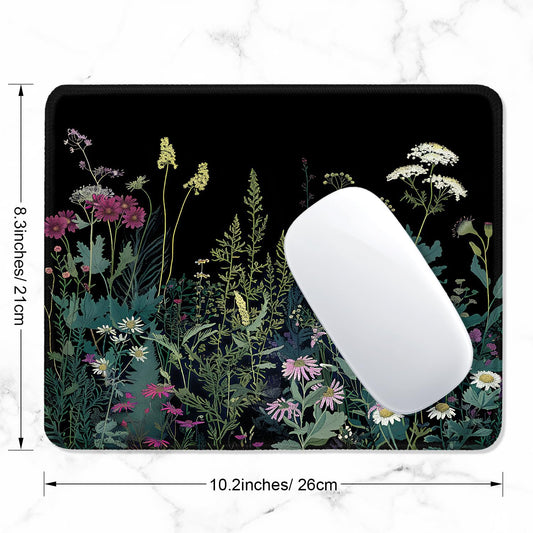 ITNRSIIET Mouse Pad with Stitched Edge Premium Textured Smooth Precise Operation Waterproof Washable Non-Slip Rubber Base Desktop Protection Mat, 10.2×8.3×0.12 inches, Pretty Flowers