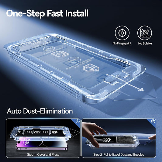 SMARTDEVIL 2 Pack Screen Protector for iPhone 14 Pro(6.1 Inch) Tempered Glass, HD Clear Film, Easy Installation, Dust-Free & Bubble-Free