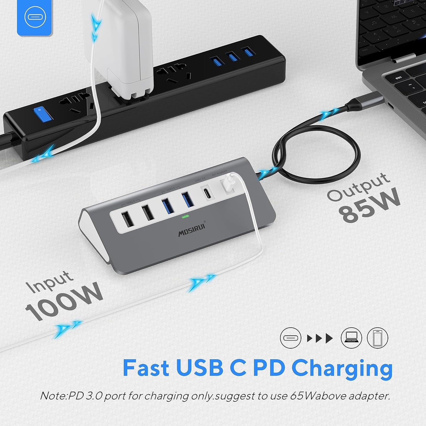 USB C Hub Multiport Adapter,Mosirui 9-in-1 USB-C Docking Station with 4K HDMI,5Gbps Type C 3.0,USB-A3.0/2.0,100W PD, SD/TF for MacBook/Pro iPad/Dell/HP/Desktop/Laptops(50CM)