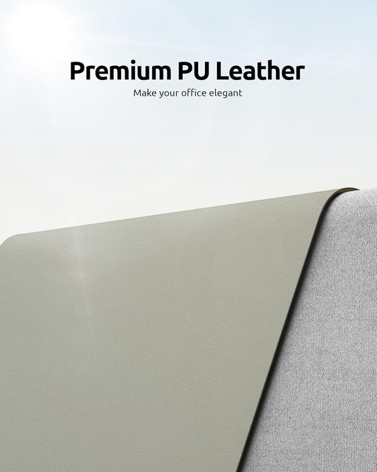 YSAGi Leather Desk Protector, Office Mat, Large Mouse Mat, Non-Slip PU Leather Blotter, Laptop Pad, Waterproof Writing Pad for Office and Home (Sage Green, 35.4" x 17")