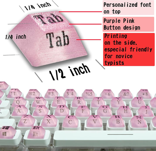 80 Pcs Keyboard Sticker for Long Nails Typing and Gaming, Symbolic and Alphanumeric Sticky Silicone Keys for Keyboards and Laptop (Purple)