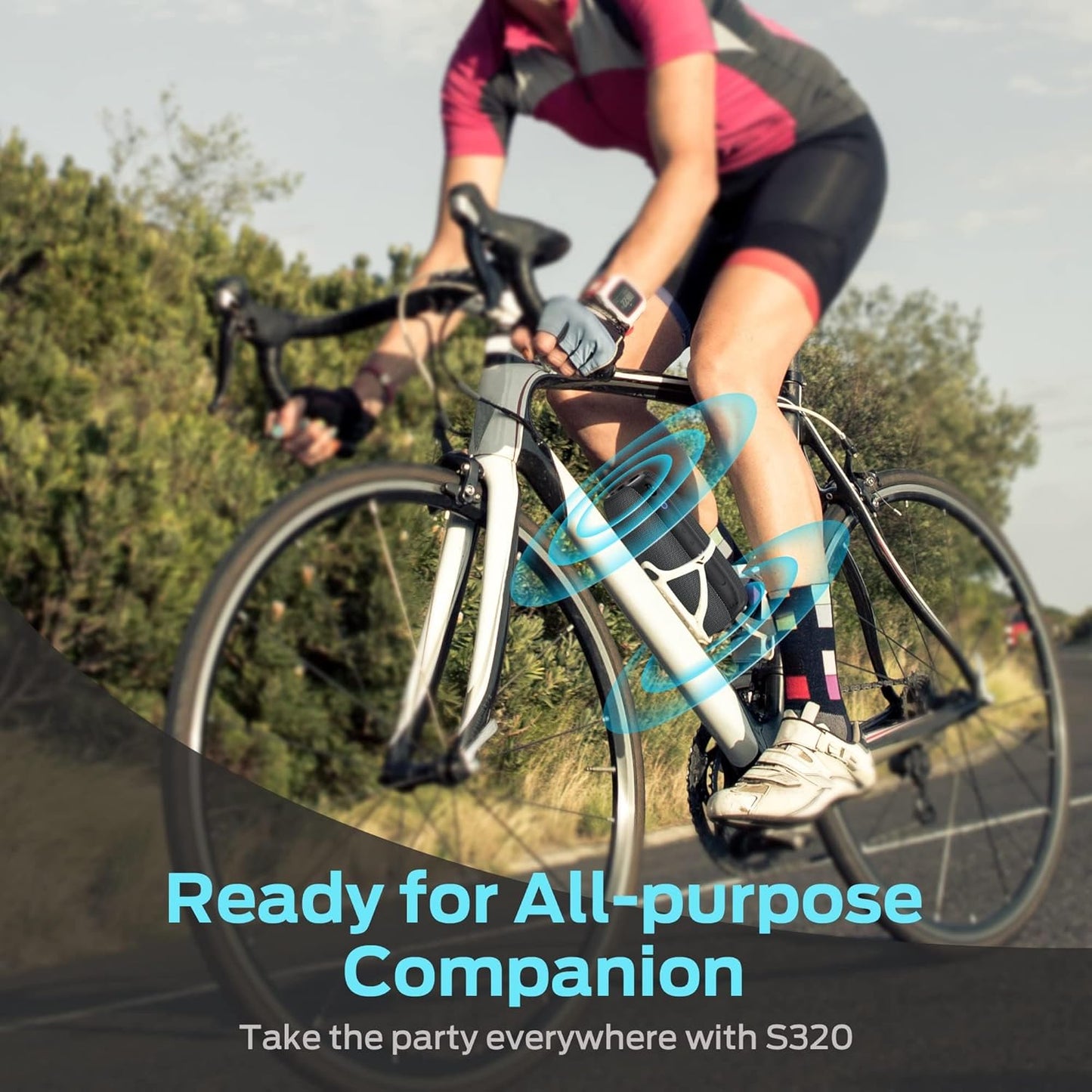 Monster S320 Bluetooth Speaker, 40W True Wireless,360° Stereo Sound Effect,IPX7 Waterproof, 32 Hour Playing Time,Suitable for Outdoor Portable Speaker (Black).