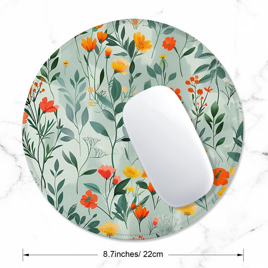 ITNRSIIET Round Mouse Pad with Stitched Edge Premium-Textured Waterproof Non-Slip Rubber Base Desktop Protection Mat Diameter 8.7 inches, Beautiful Flowers