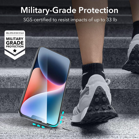 ESR for iPhone 14 Screen Protector Set, 3 Tempered-Glass Screen Protectors and 1 Set of Camera Lens Protectors, Smooth Rounded Edges, Full-Coverage Military-Grade Protection, Scratch Resistant