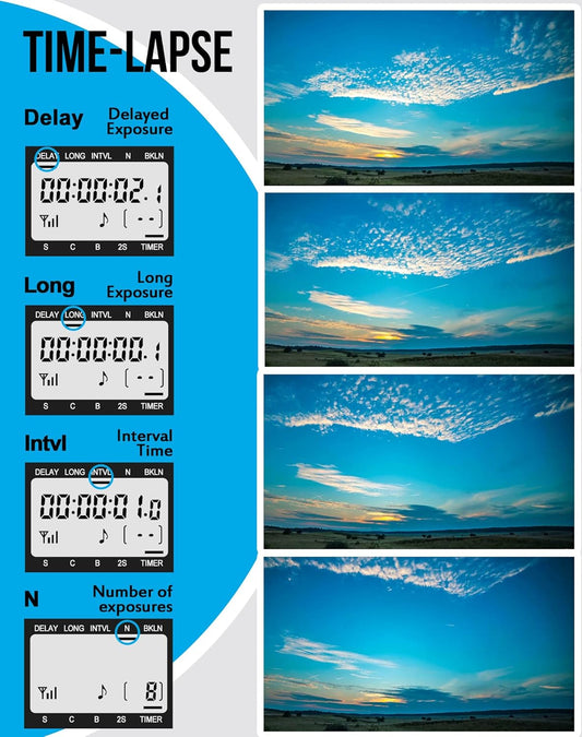 Camera Wireless Remote Shutter Release, Long Exposure Timelapse Remote Control Compatible with Canon 6D Mark II 7D 7D Mark II 5D Mark IV; Replaces Canon RS-80N3 Shutter Release Cords