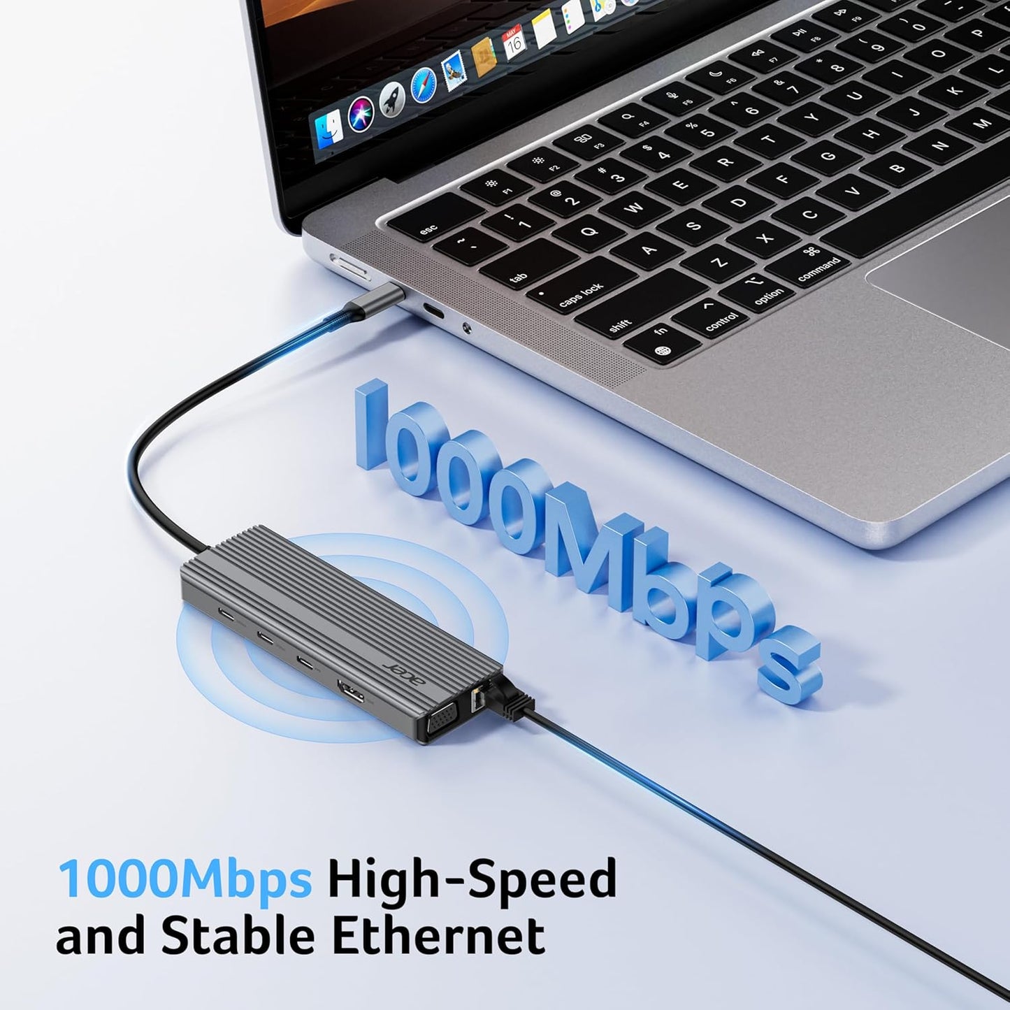 Acer 11 in 1 USB C HUB Multiport Adapter with 4K@60Hz HDMI, 1080P VGA, 2x10Gbps USB C, 2x5Gbps USB A, 100W PD Port, 1000Mbps Ethernet, SD/TF, Dual Monitor Docking Station for PC, Laptop, Desktop