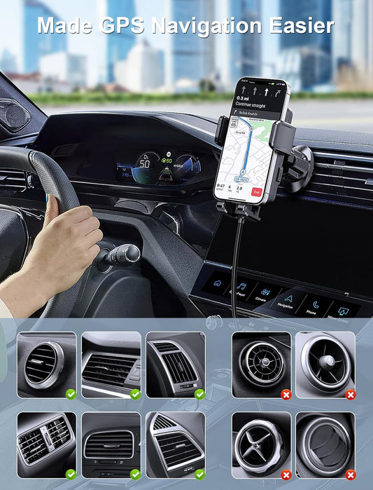 Wireless Car Charger, MOKPR 15W Fast Charging Auto Clamping Air Vent Car Phone Holder with LED Light Car Charger for iPhone 16 15/14/13/12 Pro Max Plus, Samsung S23/S22/S21,etc