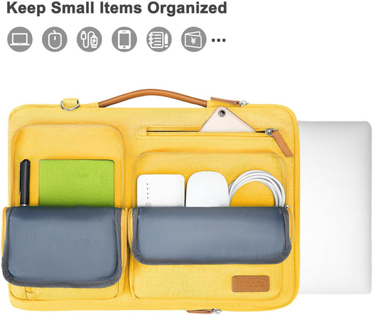 MOSISO 360 Protective Laptop Shoulder Bag,13-13.3 inch Computer Bag Compatible with MacBook, HP, Dell, Lenovo, Asus Notebook,Side Open Messenger Bag with 4 Zipper Pockets&Handle, Yellow