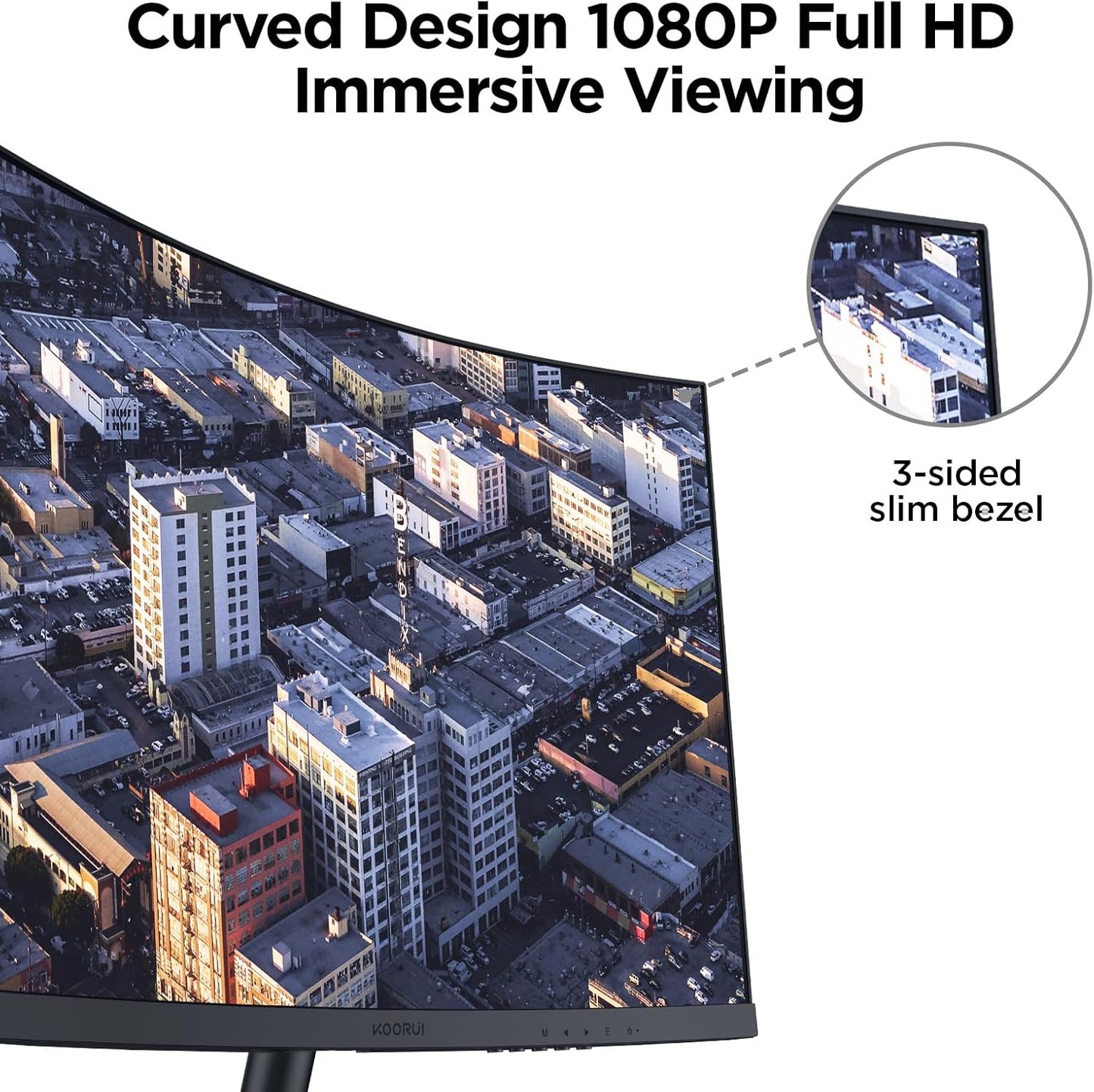 KOORUI 27 Inch Curved Monitor FHD 1080P 75Hz Computer Monitors PC Screen with HDMI VGA,Tilt Adjustable,1500R, Eye Care, Black, 27N5CA