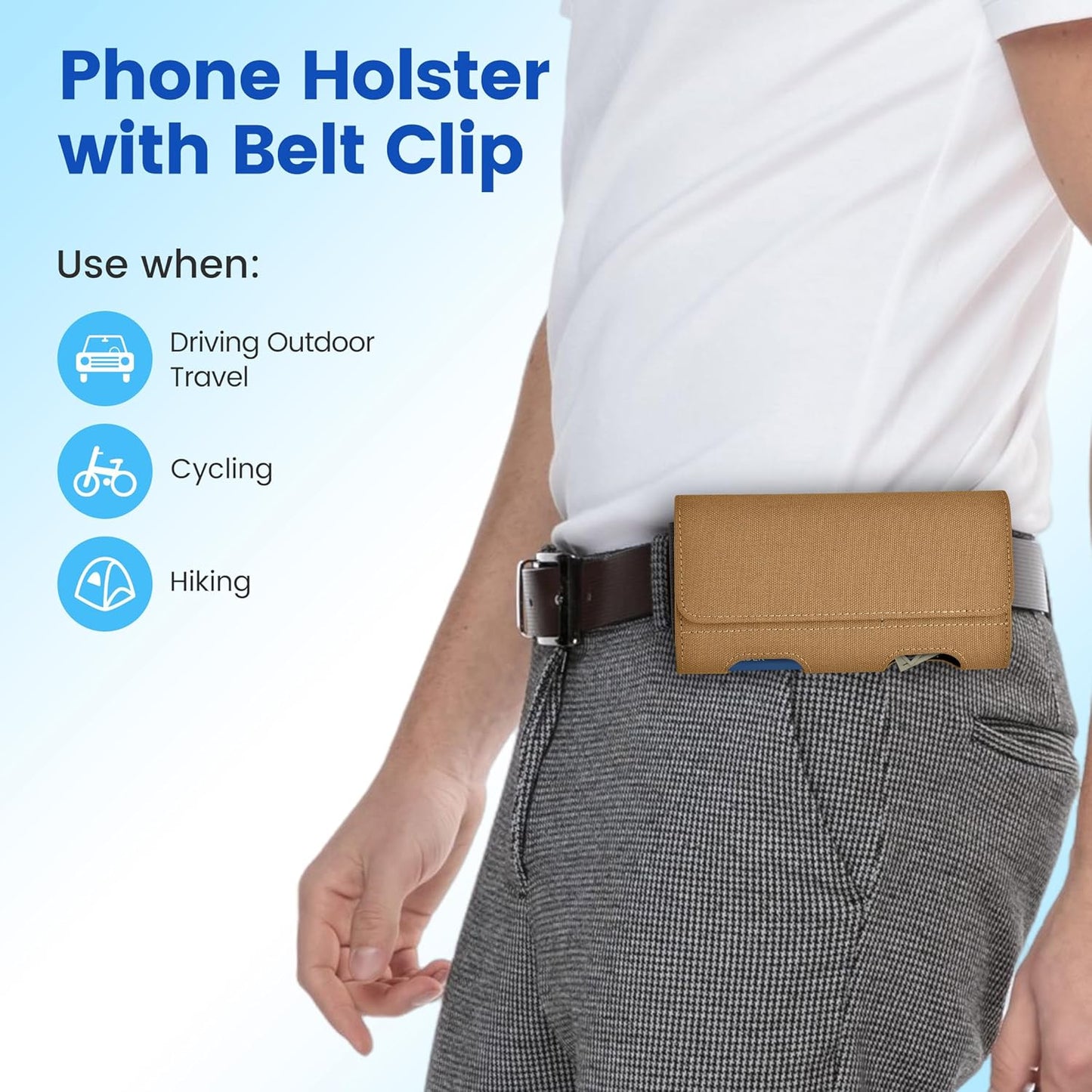 Mopaclle Nylon Phone Holster with Belt Clip for iPhone 17 Pro / 17, iPhone 16 Pro 16,15 Pro 15, iPhone 14, 14 Pro,13 Pro,Samsung Galaxy S25 S24 S23, S22,S21,Premium Cell Phone Belt Holder Pouch Cover