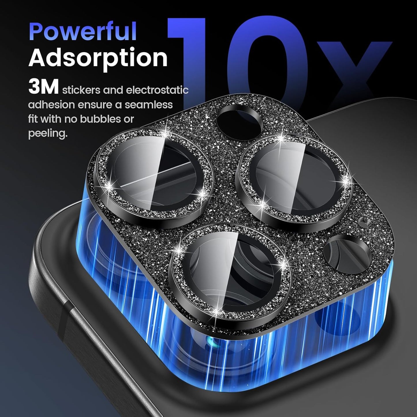 Tensea for iPhone 16 Pro/iPhone 16 Pro Max/iPhone 15 Pro/iPhone 15 Pro Max Camera Lens Protector, Metal Aluminum Alloy Tempered Glass Cover Camera Screen Protector Accessories, Case Friendly