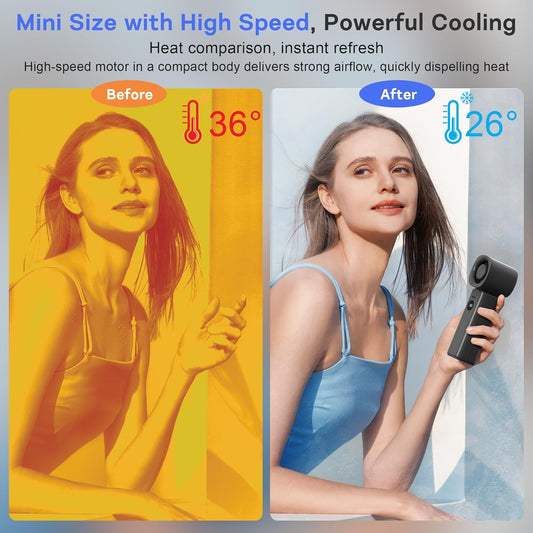 Personal Handheld Fan, Portable 3-in-1 High-Speed Turbo Fan with 5 Gear Wind, USB Mini Personal with 4000mAh Rechargeable Battery for Outdoor/Summer/Travel/Camping/Vacation Essentials Black